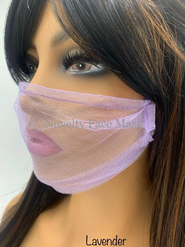 Lavender Novelty Face Mask Covering Tulle Face Mask Mesh Face Mask